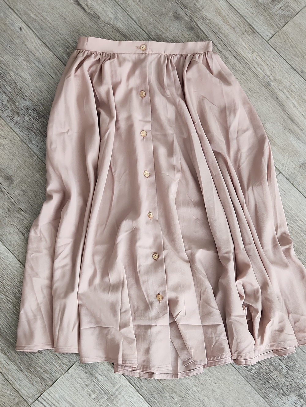 Patty Woodard Women's Button-Front Midi Skirt in Blush Pink